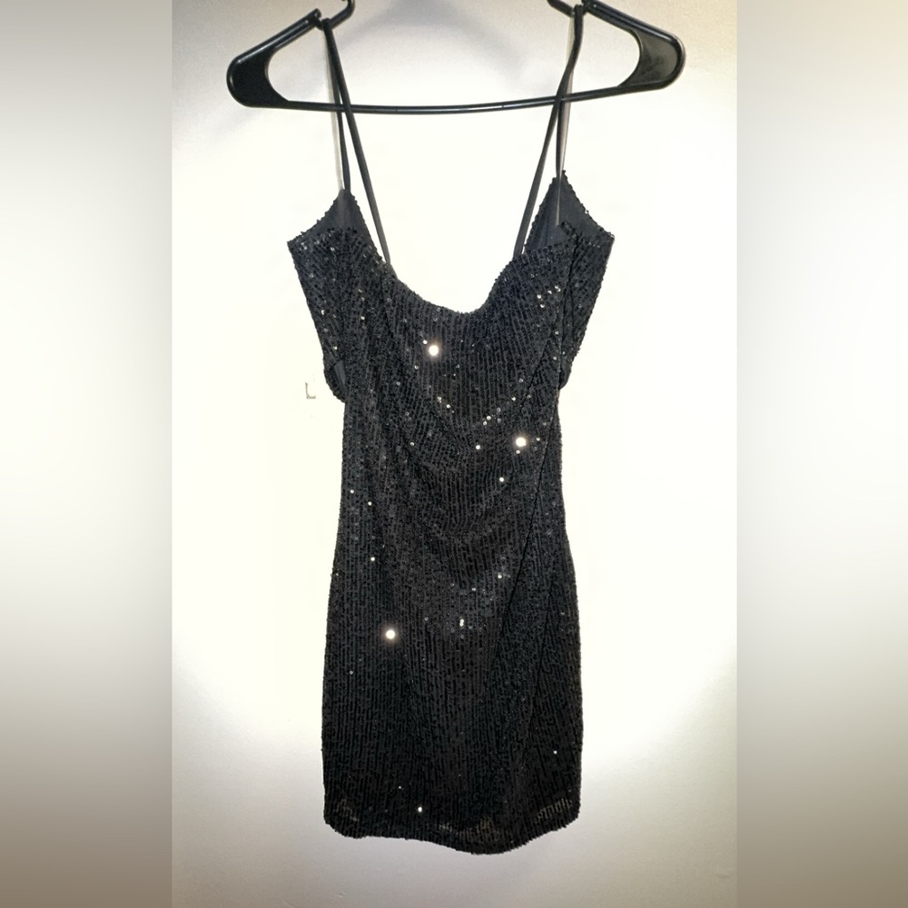 Black Sequenced Semi Formal Dress